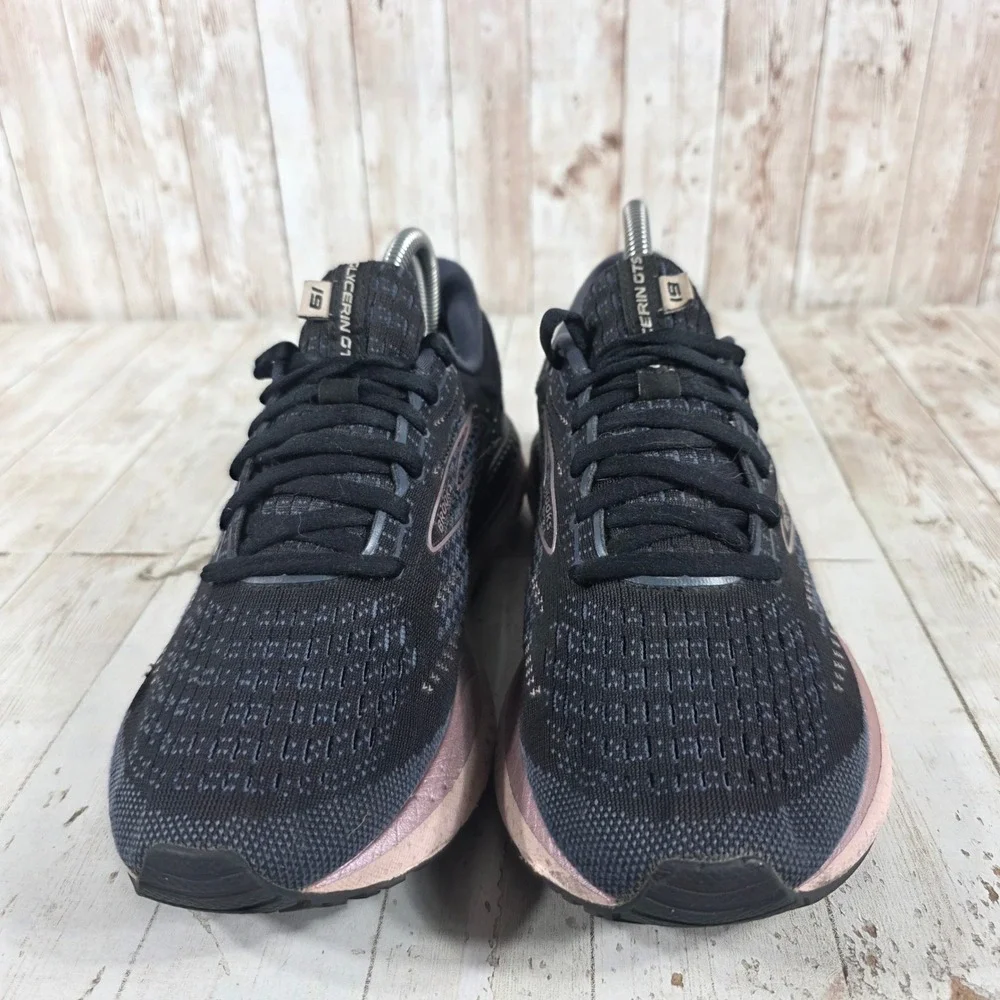 Brooks Glycerin GTS 19 Womens Running Shoes Black Rose Gold 1203441B074 Size 9